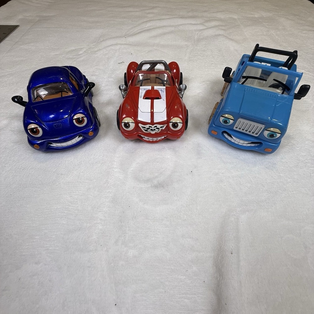 Chevron Cars Lot of 3 Techron Toy Cars Blue Red Race Car SUV Collectible